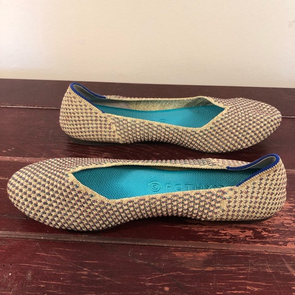 Rothy's Captor Round Toe Flats in Gold/Pink and Turquoise Size 10 - Picture 3 of 10